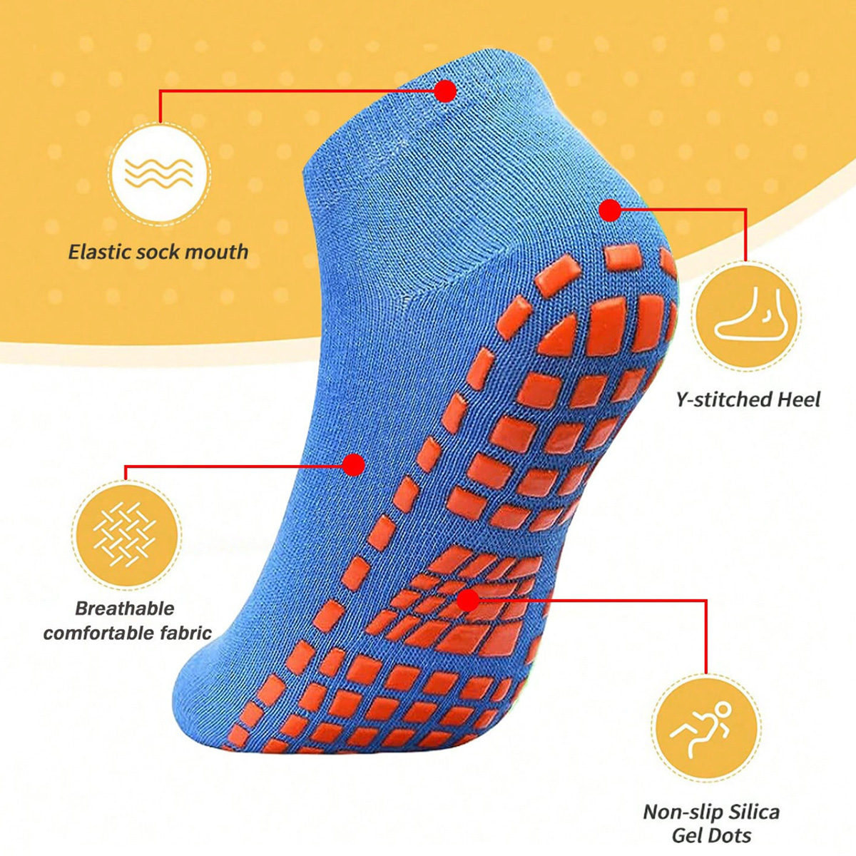 1/4 пары унисекс, силиконовые  – обзор и цена Trampoline Park Sock